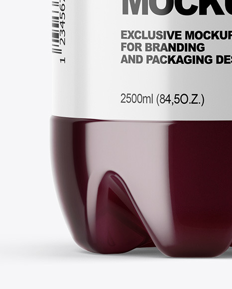 PET Bottle with Red Grape Drink Mockup