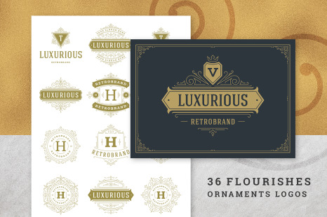 36 Luxury Ornament Logos - Vintage gold