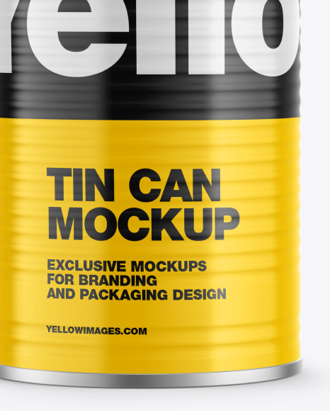 Metallic Tin Can w/ Glossy Finish Mockup