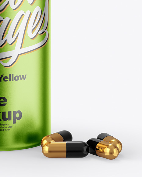 Metallic Bottle & Capsules Mockup