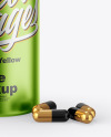 Metallic Bottle &amp; Capsules Mockup