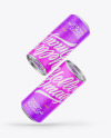 Two Metallic Cans W/ Matte Finish Mockup Two Metallic Cans W/ Matte Finish Mockup