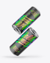 Two Metallic Cans W/ Matte Finish Mockup Two Metallic Cans W/ Matte Finish Mockup