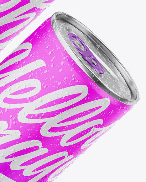 Two Metallic Cans W/ Matte Finish Mockup Two Metallic Cans W/ Matte Finish Mockup