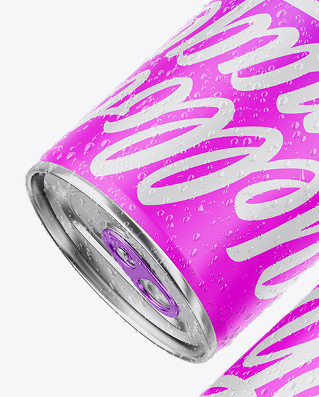 Two Metallic Cans W/ Matte Finish Mockup Two Metallic Cans W/ Matte Finish Mockup