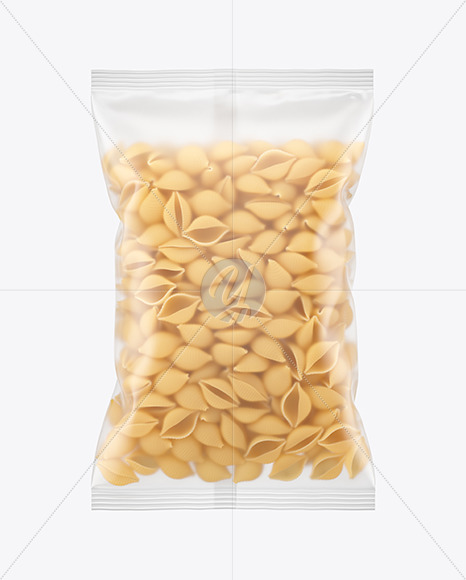 Matte Plastic Bag With Conchiglie Pasta Mockup