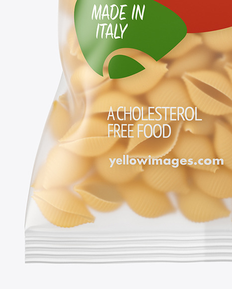 Matte Plastic Bag With Conchiglie Pasta Mockup