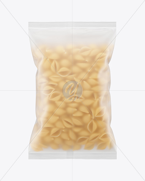 Frosted Plastic Bag With Conchiglie Pasta Mockup