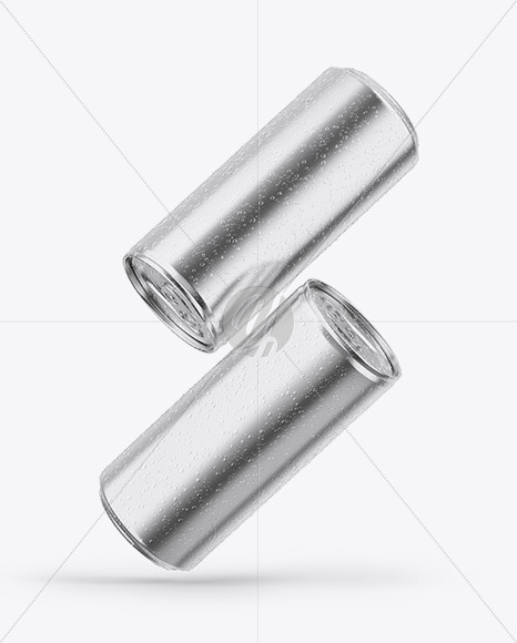 Two Glossy Metallic Cans Mockup Two Glossy Metallic Cans Mockup
