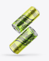 Two Glossy Metallic Cans Mockup Two Glossy Metallic Cans Mockup