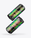Two Glossy Metallic Cans Mockup Two Glossy Metallic Cans Mockup