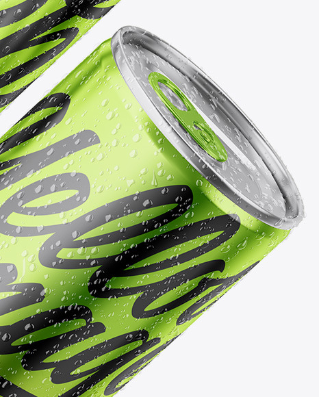 Two Glossy Metallic Cans Mockup Two Glossy Metallic Cans Mockup