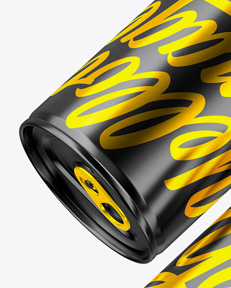 Two Glossy Metallic Cans Mockup Two Glossy Metallic Cans Mockup