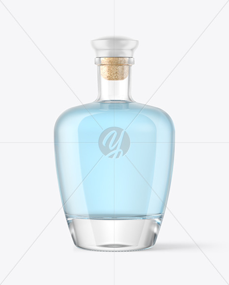 Clear Glass Bottle with Alcohol Drink Mockup