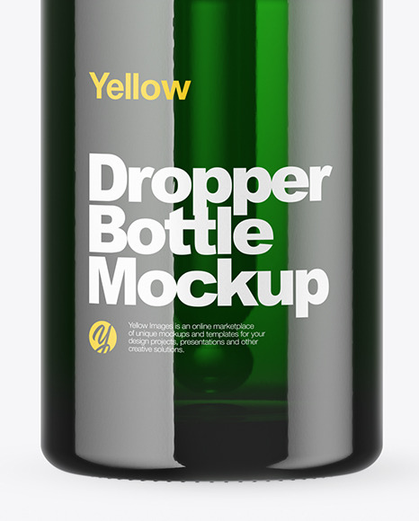 Green Glass Dropper Bottle Mockup