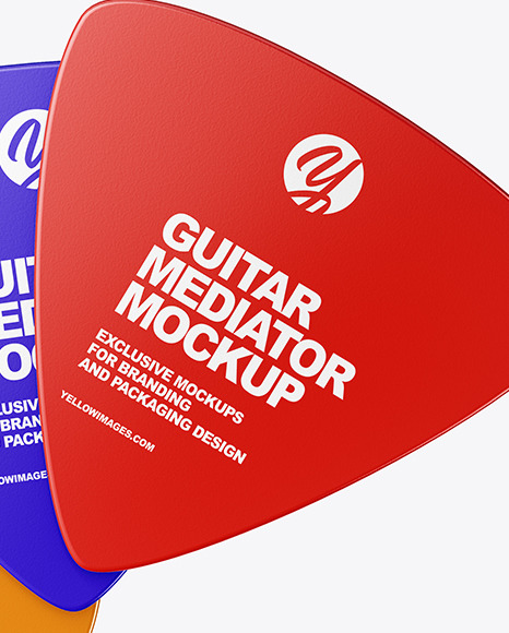 Three Plastic Triangle Guitar Picks Mockup