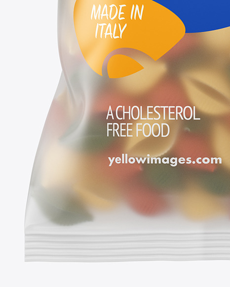 Frosted Plastic Bag With Tricolor Conchiglie Pasta Mockup