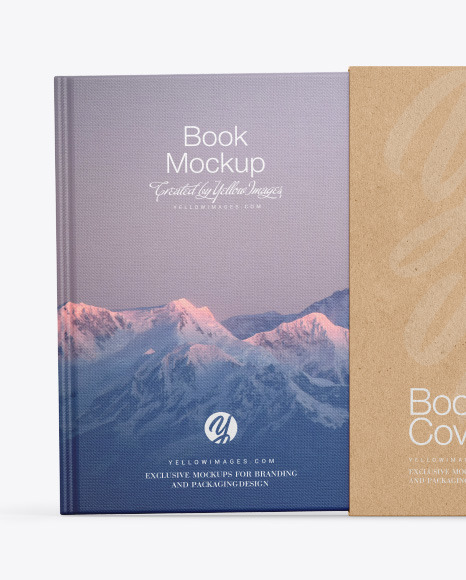 Fabric Hardcover Book With Kraft Cover Mockup