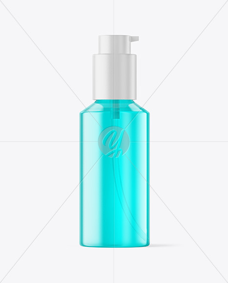 Color Plastic Cosmetic Bottle with Pump Mockup