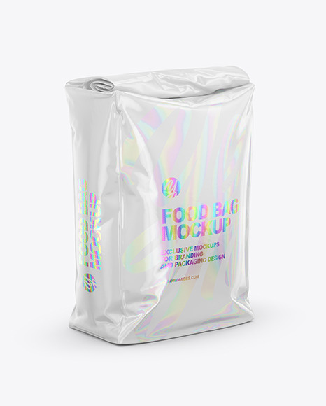 Glossy Food Bag Mockup - Half Side View