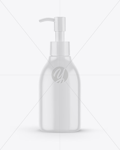 Glossy Cosmetic Bottle with Pump Mockup