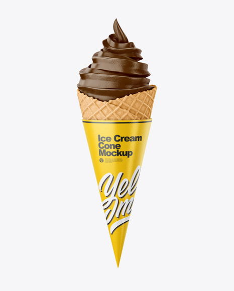 Ice Cream Cone with Waffle Mockup - Front View