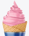 Ice Cream Cone with Waffle Mockup - Front View