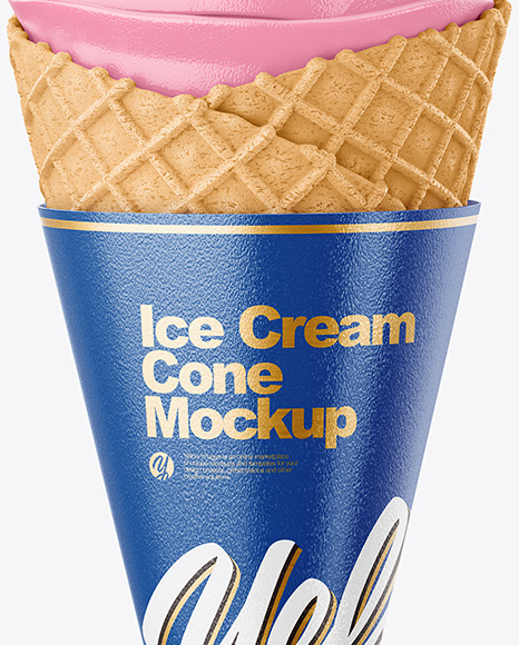 Ice Cream Cone with Waffle Mockup - Front View