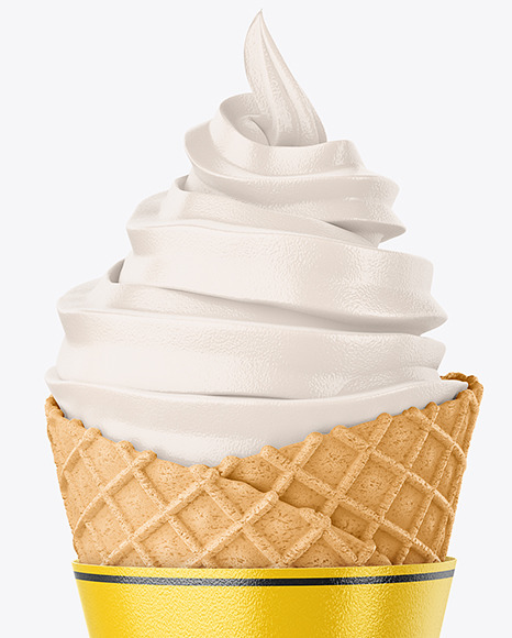 Ice Cream Cone with Waffle Mockup - Front View