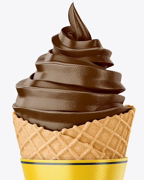 Ice Cream Cone with Waffle Mockup - Front View