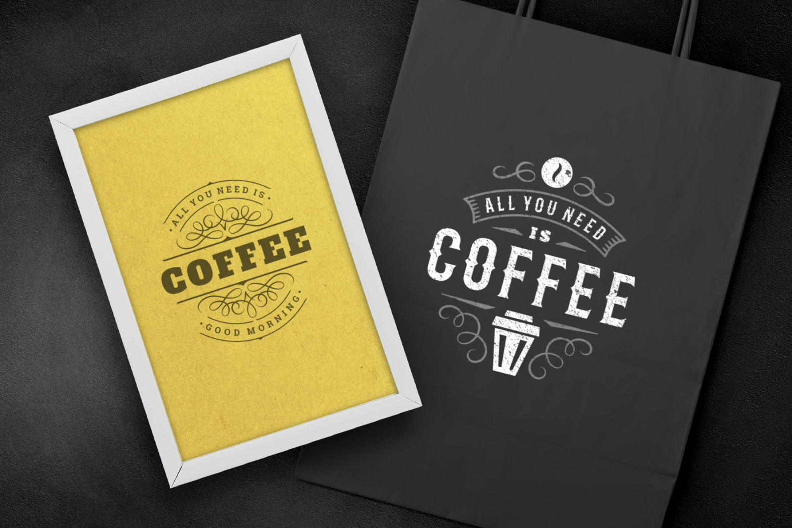 Coffee Quotes and Phrases set