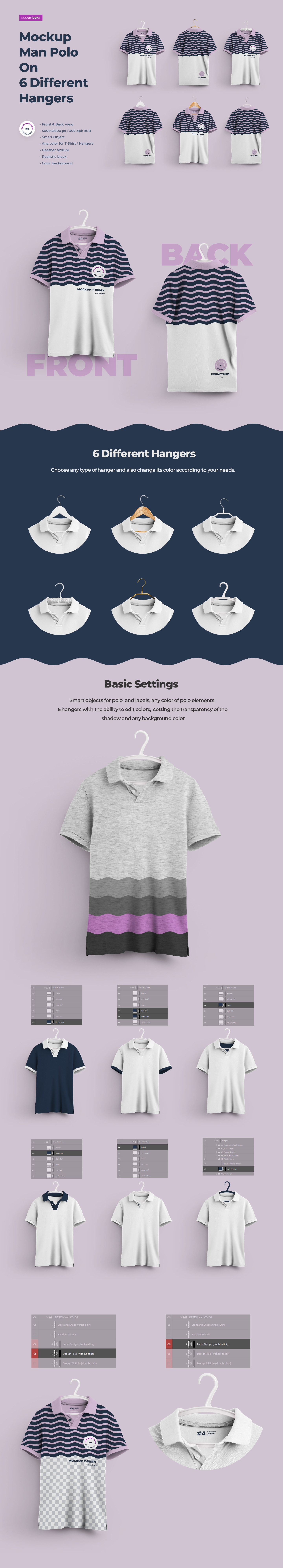 2 Mockups Man Polo On 6 Different Hangers 2 Mockups Man Polo On 6 Different Hangers