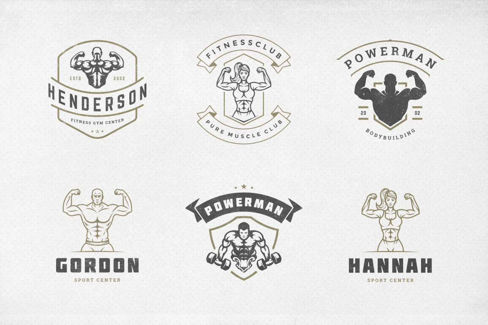 Retro Fitness &amp; Gym Logos Set