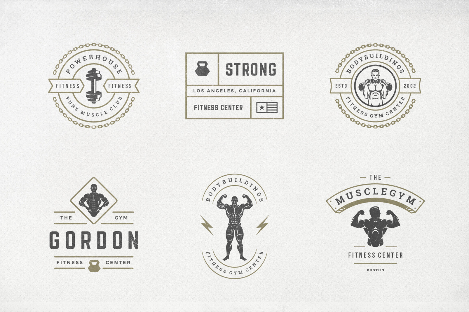 Retro Fitness &amp; Gym Logos Set