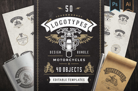 50 Motorcycles Logos and Badges - Motorcycle engine