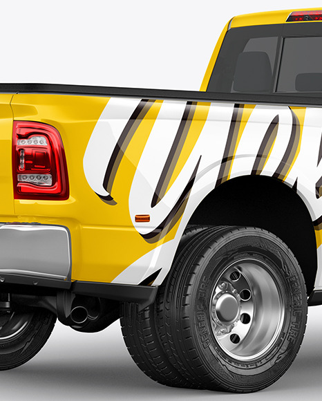 Pickup Truck Mockup - Back Half Side View