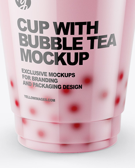 Milk Bubble Tea Cup Mockup