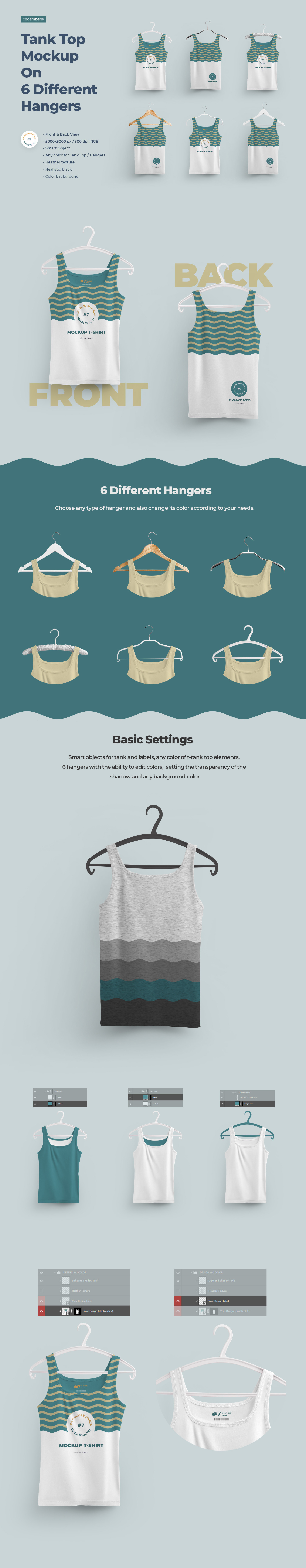 2 Mockups Tank Top With 6 Different Hangers