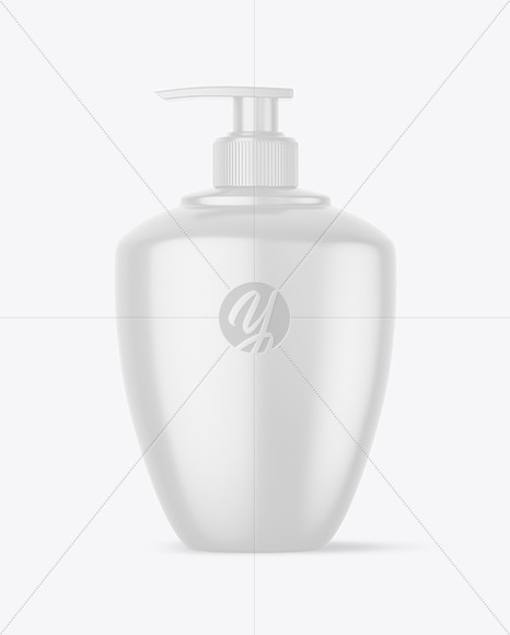 Glossy Plastic Bottle with Pump Mockup