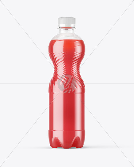 PET Bottle with Pink Grapefruit Drink Mockup