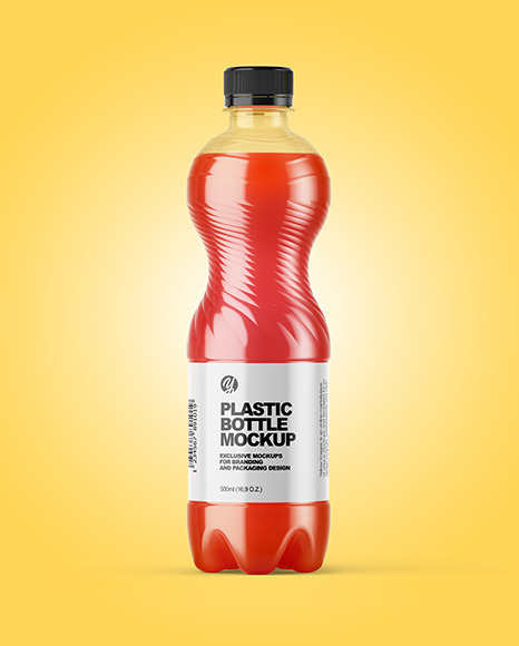 PET Bottle with Pink Grapefruit Drink Mockup