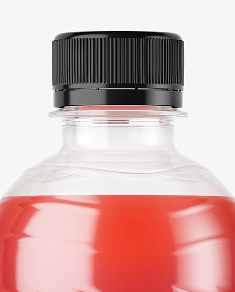 PET Bottle with Pink Grapefruit Drink Mockup