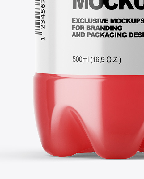 PET Bottle with Pink Grapefruit Drink Mockup