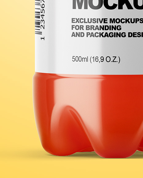 PET Bottle with Pink Grapefruit Drink Mockup