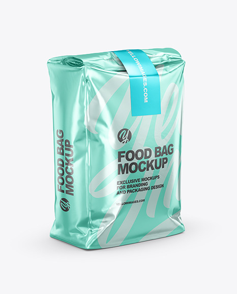 Metallic Food Bag Mockup - Half Side View