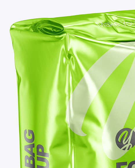 Metallic Food Bag Mockup - Half Side View