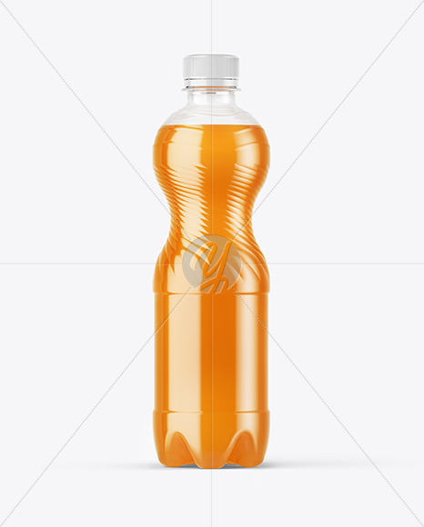 PET Bottle with Peach Drink Mockup