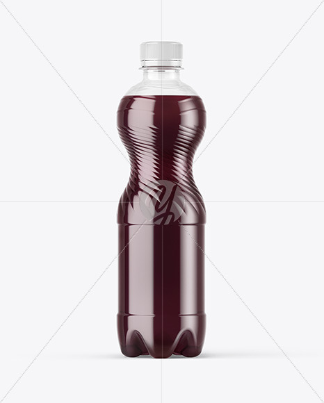 PET Bottle with Red Grape Drink Mockup