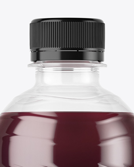 PET Bottle with Red Grape Drink Mockup