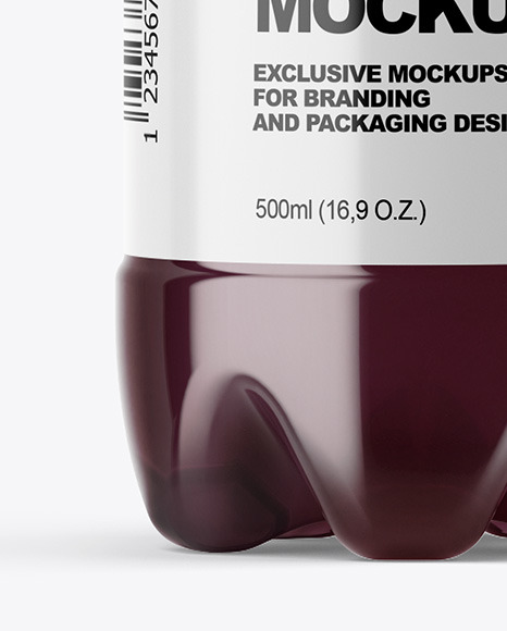 PET Bottle with Red Grape Drink Mockup